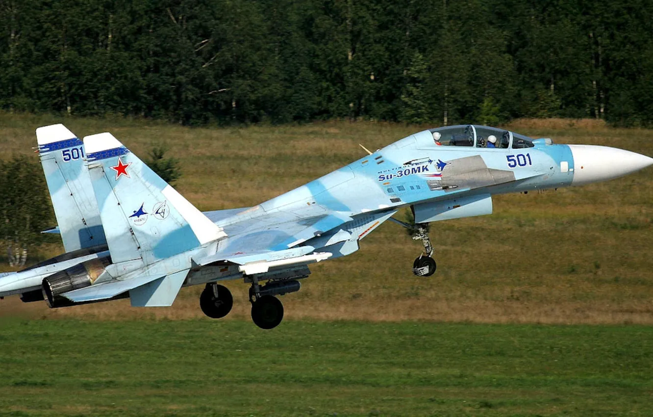 Photo wallpaper fighter, Dry, Sukhoi, tandem, Flanker-C, SU-30MK