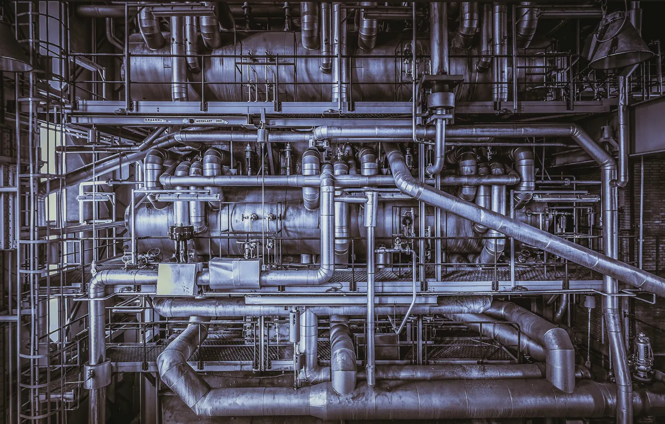 Photo wallpaper plant, pipe, factory