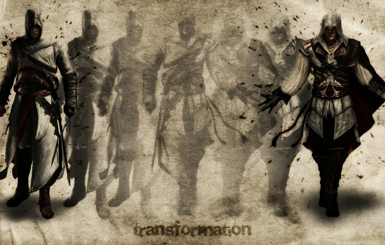 Photo wallpaper art, Altair, transformation, Assassin's Creed, Ezio, transformation