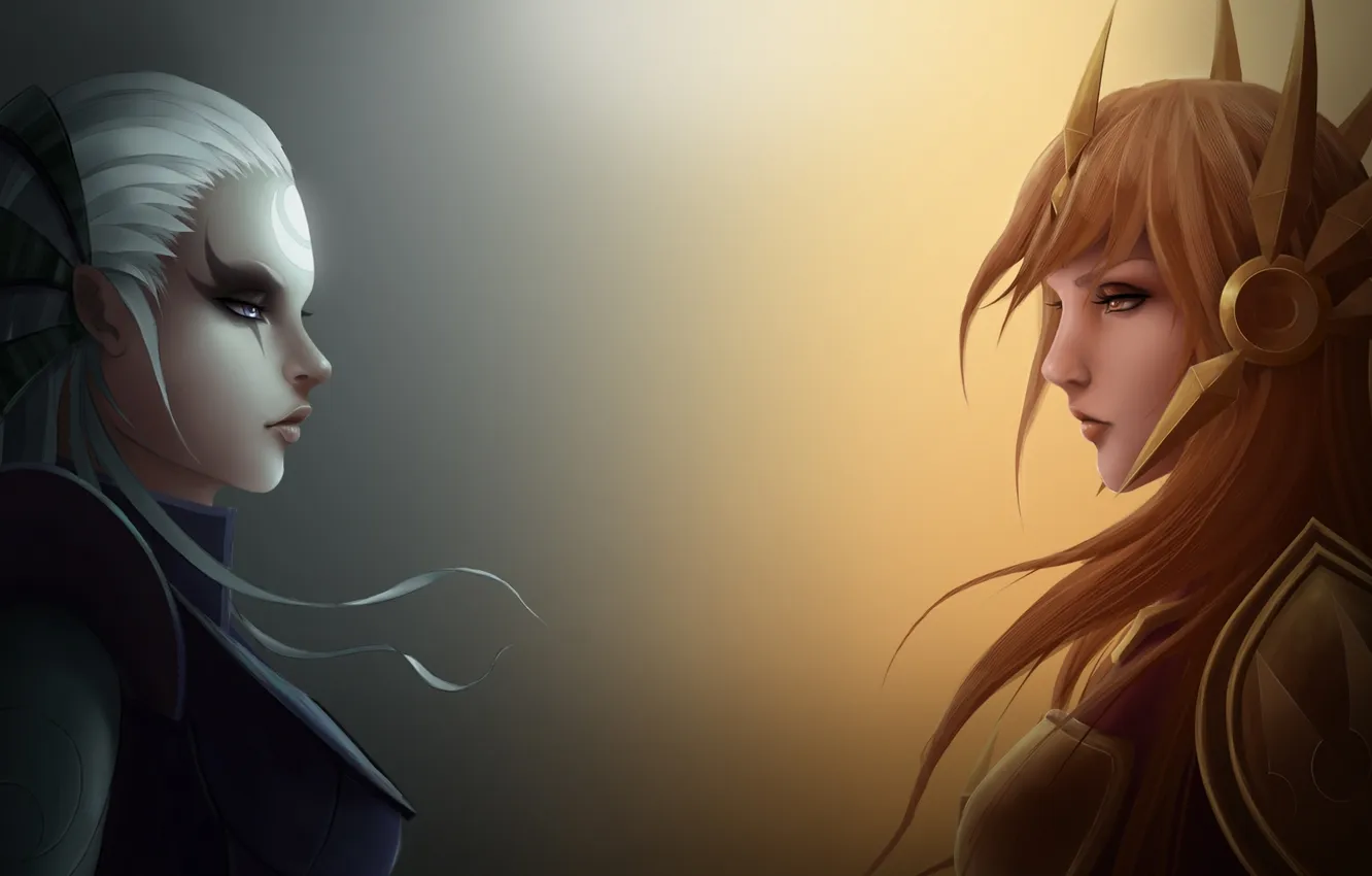 Photo wallpaper girl, League of Legends, Leona, LoL, Diana, Scorn of the Moon, The Radiant Dawn