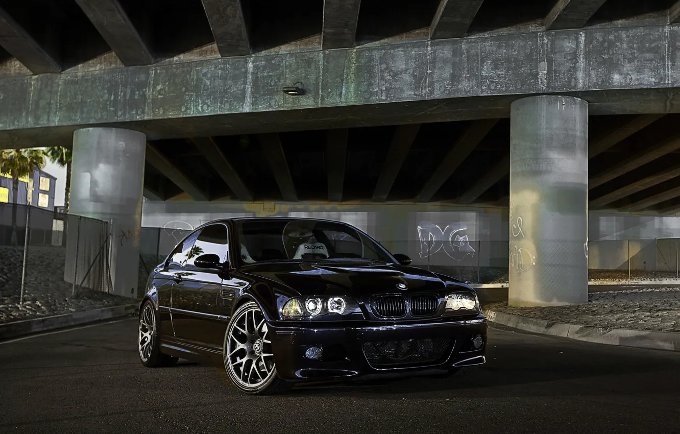 Photo wallpaper bmw, wheels, e46, dark blue