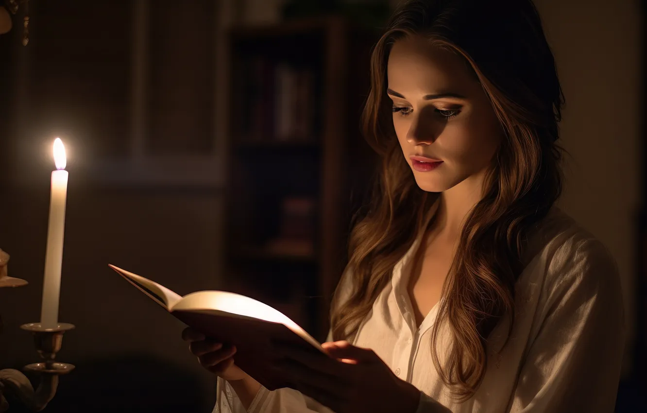 Photo wallpaper look, girl, light, night, room, portrait, shadow, the evening