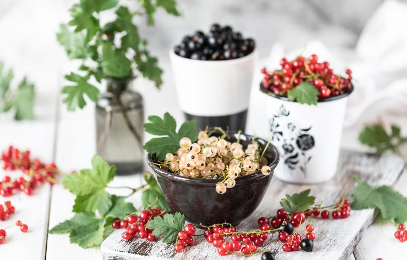 Photo wallpaper berries, bowl, currants, Karina Klachuk