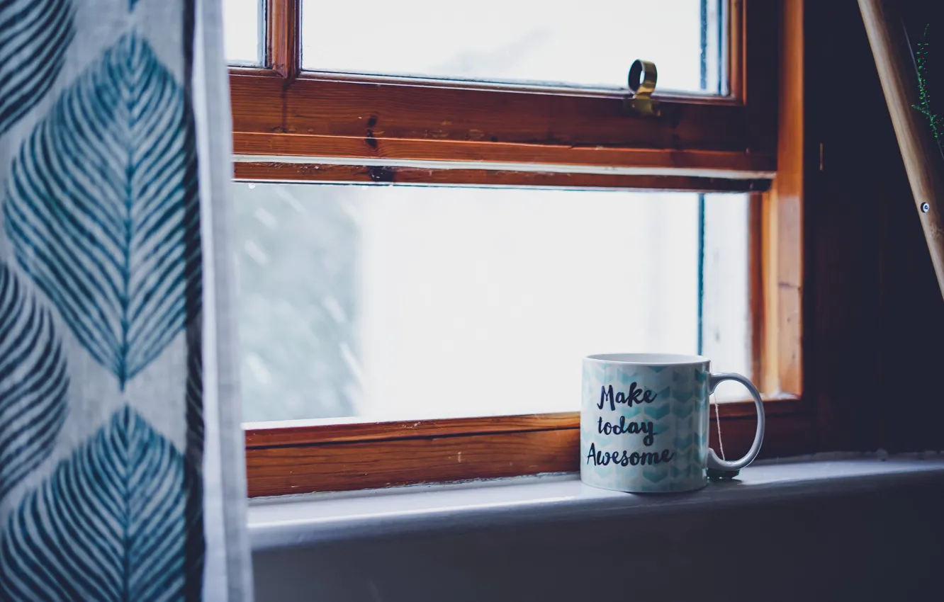 Photo wallpaper text, food, cup, words, mood, window, tea, mug