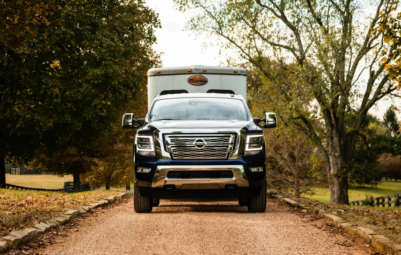 Photo wallpaper Nissan, pickup, on the road, Titan, 2020, Titan XD SL