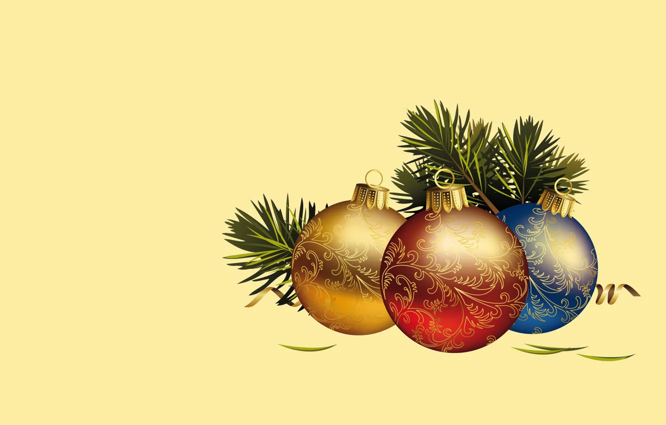Photo wallpaper balls, holiday, balls, minimalism, vector, art, New year
