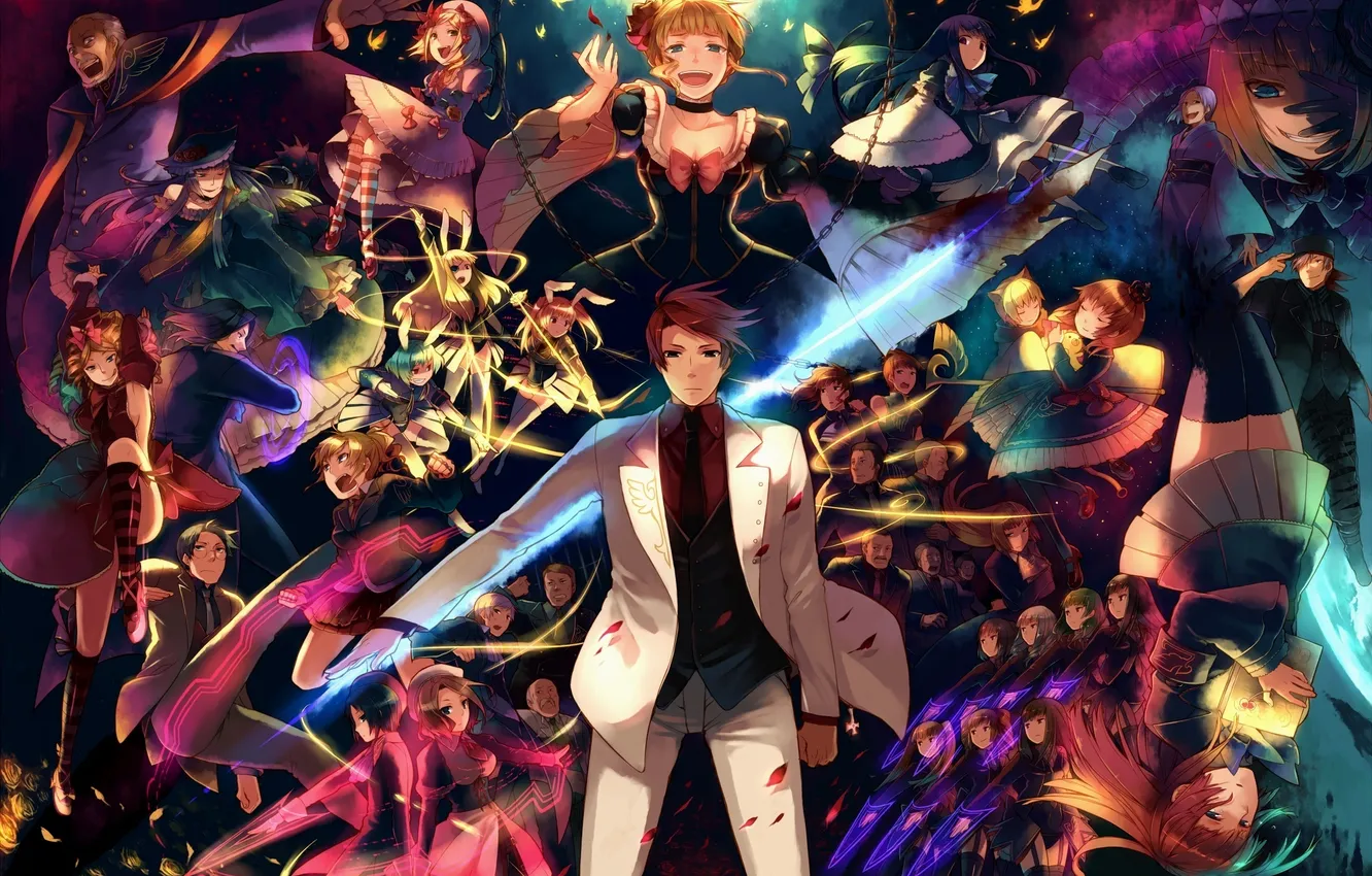 Photo wallpaper girl, anime, guy, anime, a lot of people, Umineko no Naku Koro ni, When the …