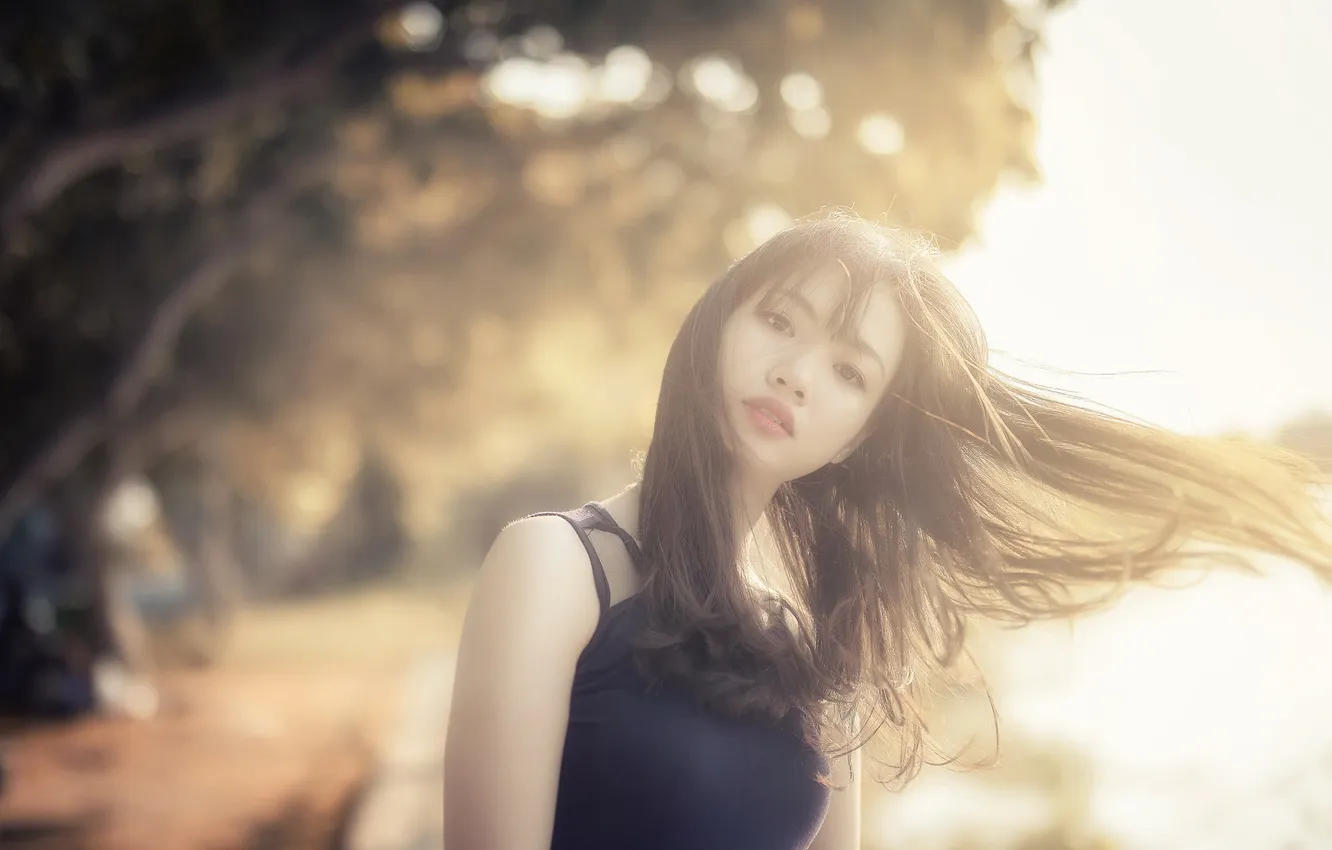 Photo wallpaper look, girl, light