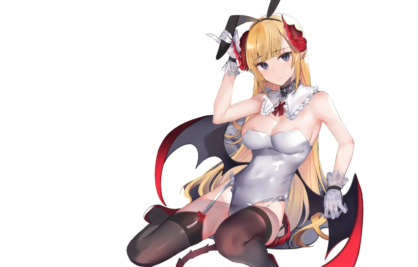 Photo wallpaper girl, hot, sexy, boobs, anime, wings, pretty, blonde