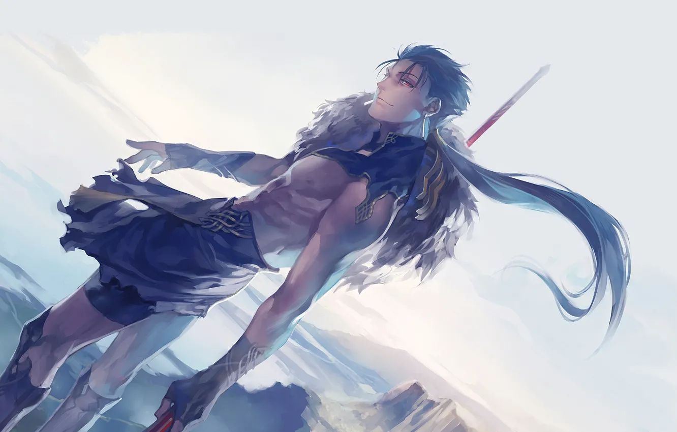 Photo wallpaper guy, spear, Lancer, Fate stay night, Fate / Stay Night