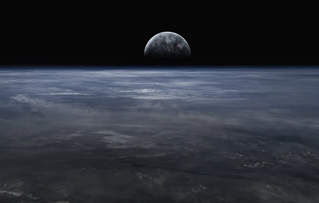 Photo wallpaper space, fiction, planet, satellite, art, space, fantasy, art