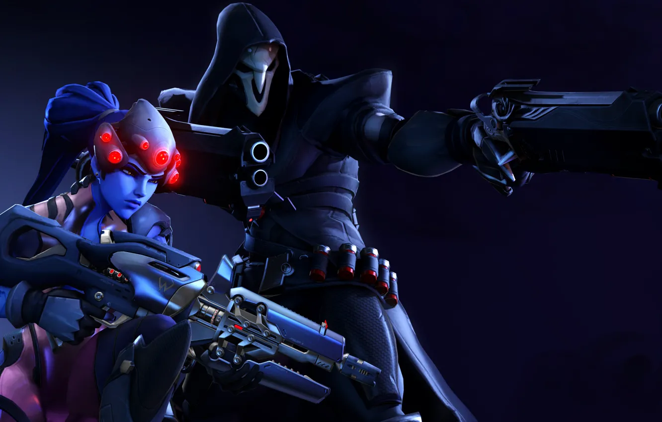 Photo wallpaper girl, soldiers, Overwatch, Widowmaker, Amélie Lacroix, Jack Morrison, soldier 76