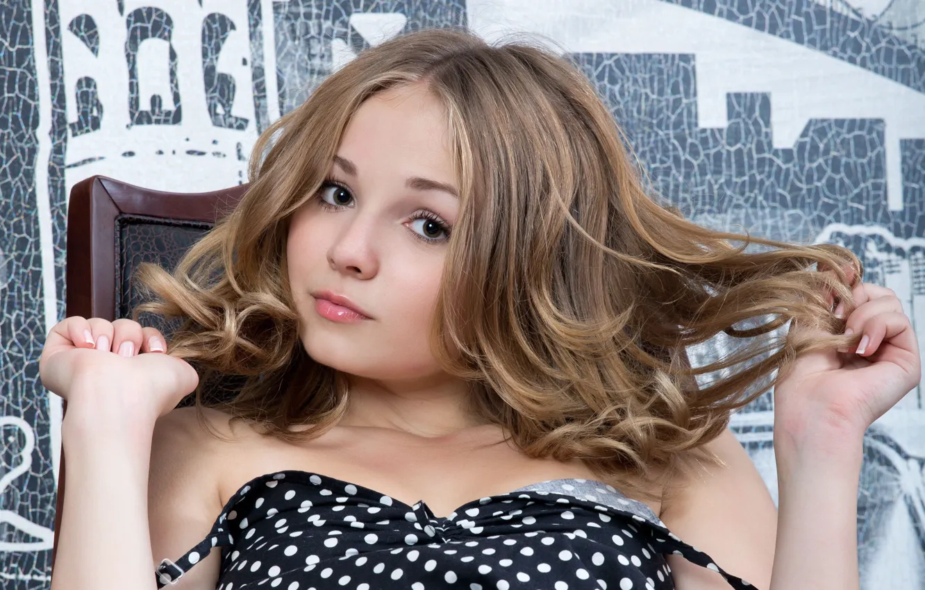 Photo wallpaper look, girl, face, sweetheart, model, hair, beauty, girl