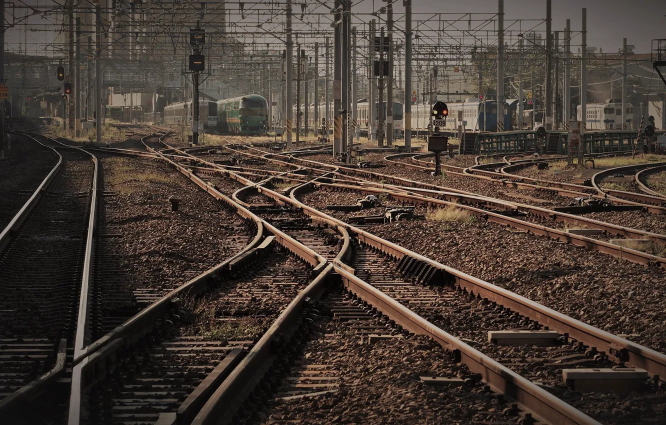 Photo wallpaper the city, station, railroad