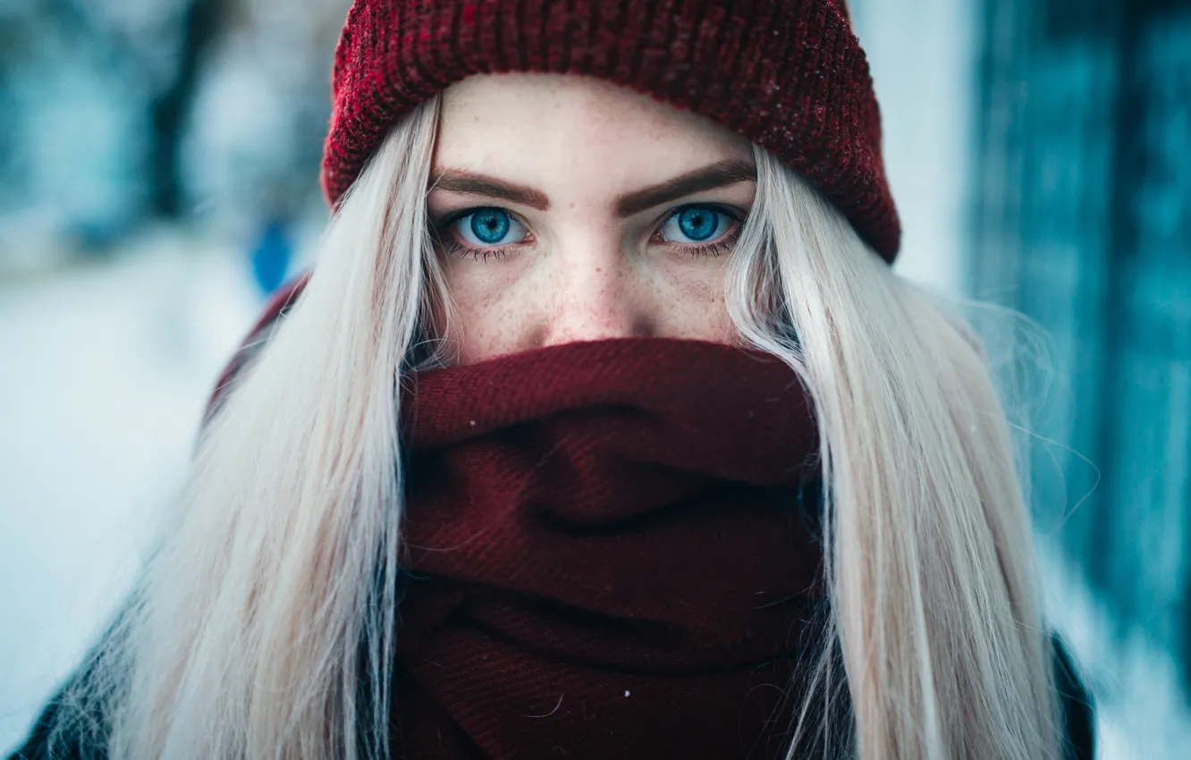 Photo wallpaper girl, scarf, freckles, Artur Bashirov