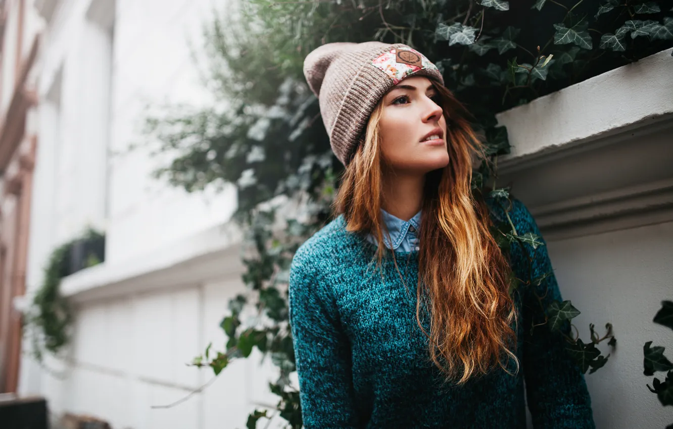 Photo wallpaper look, girl, street, hat