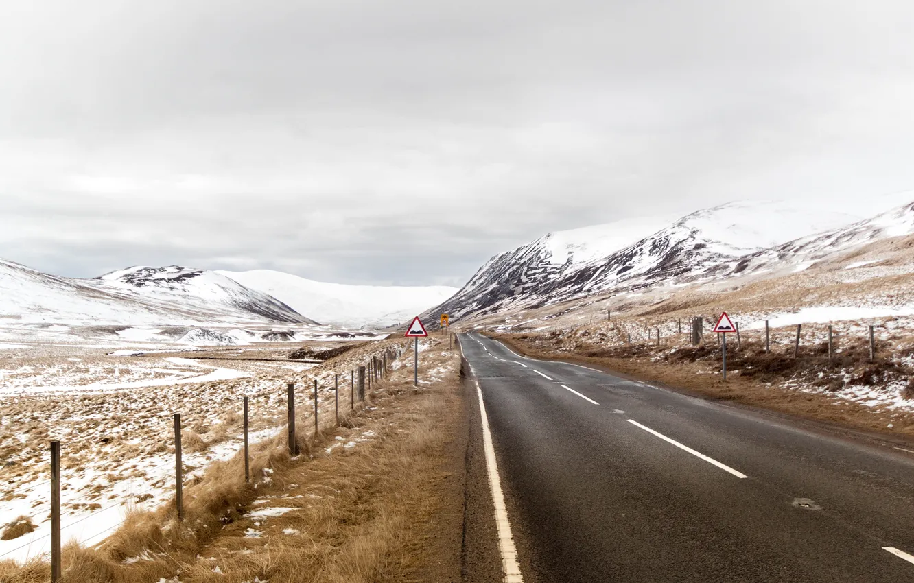 Photo wallpaper road, landscape, mountains