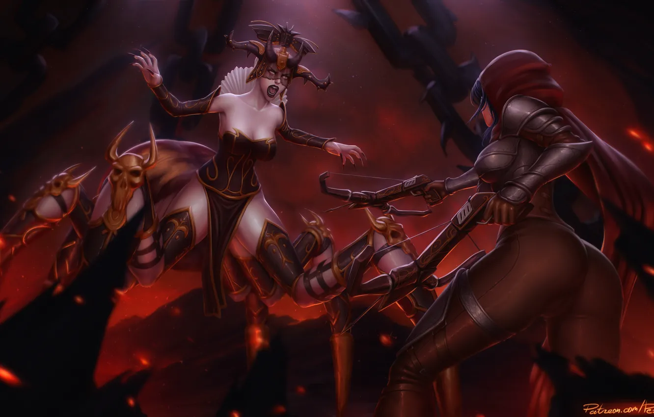 Photo wallpaper girl, attack, the game, spider, game, Blizzard, hunter, Diablo 3