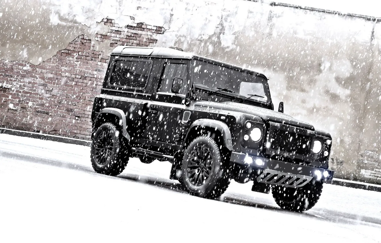 Photo wallpaper snow, jeep, SUV, tuning, land Rover, kahn, land rover defender