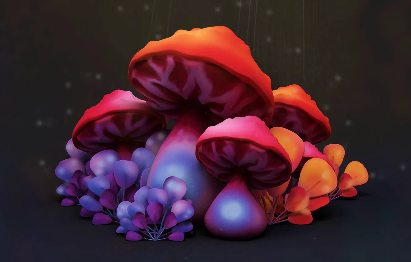 Photo wallpaper mushroom, art, children's, mushrooms, Vitaliy Blik