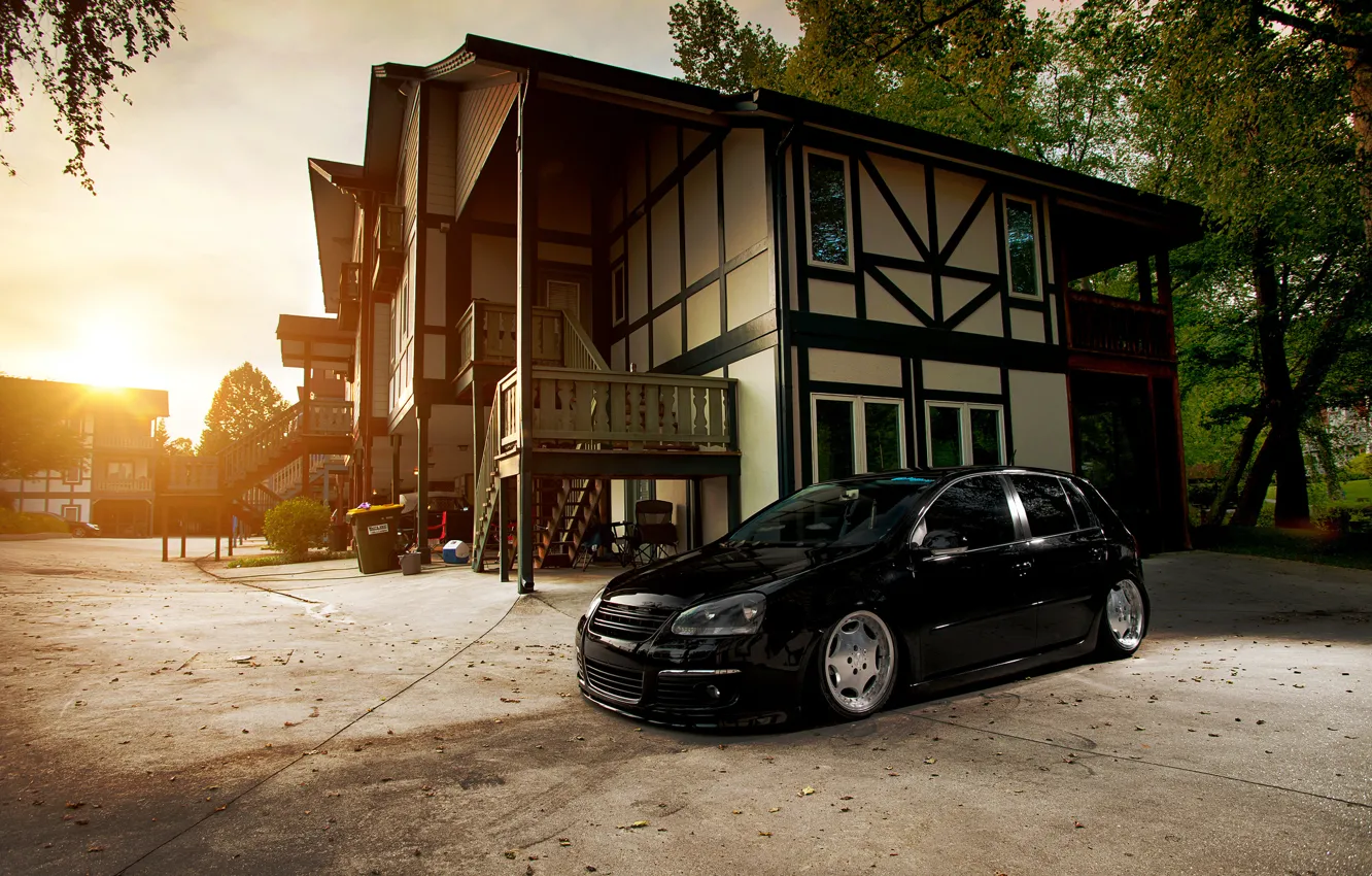 Photo wallpaper house, black, volkswagen, Golf, golf, Black, Volkswagen, stance