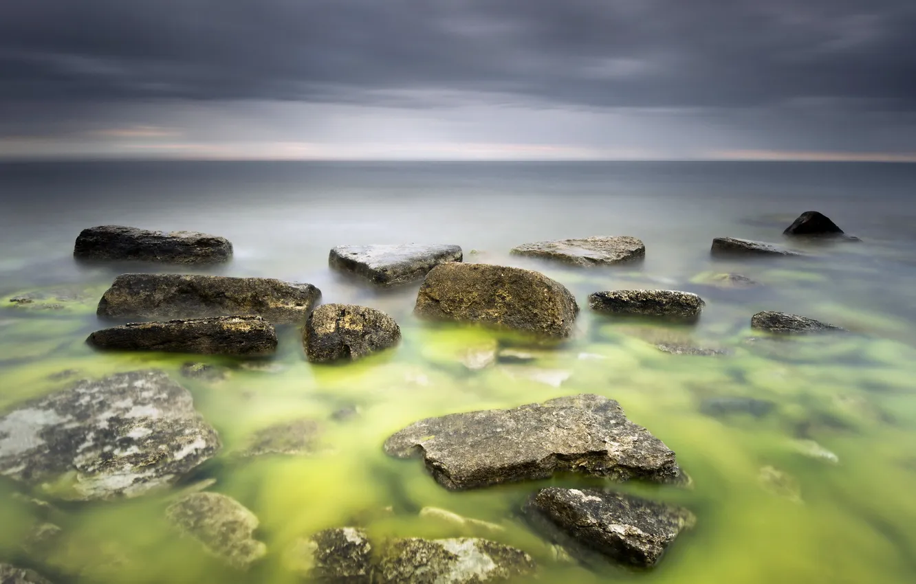 Photo wallpaper sea, landscape, stones