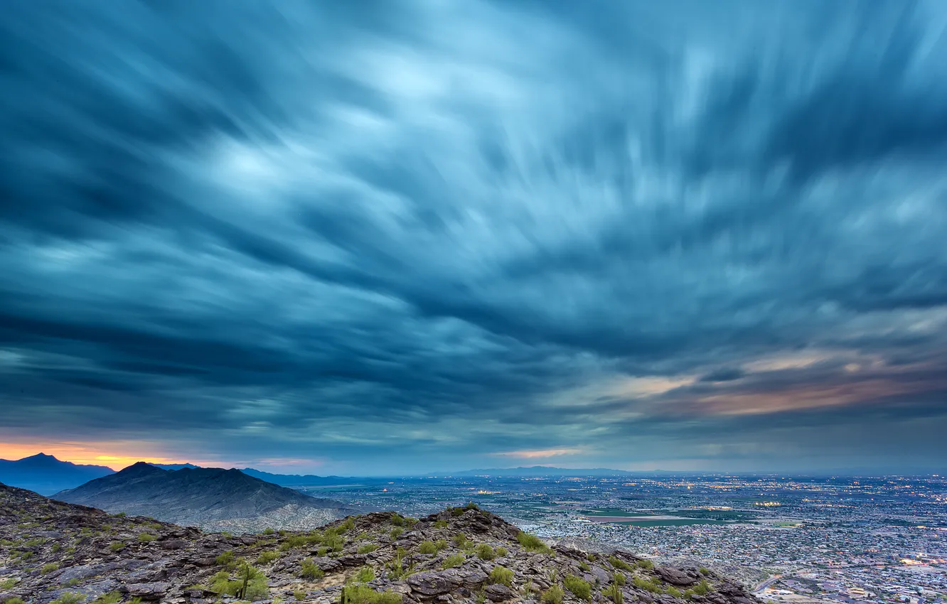 Photo wallpaper sea, clouds, shore