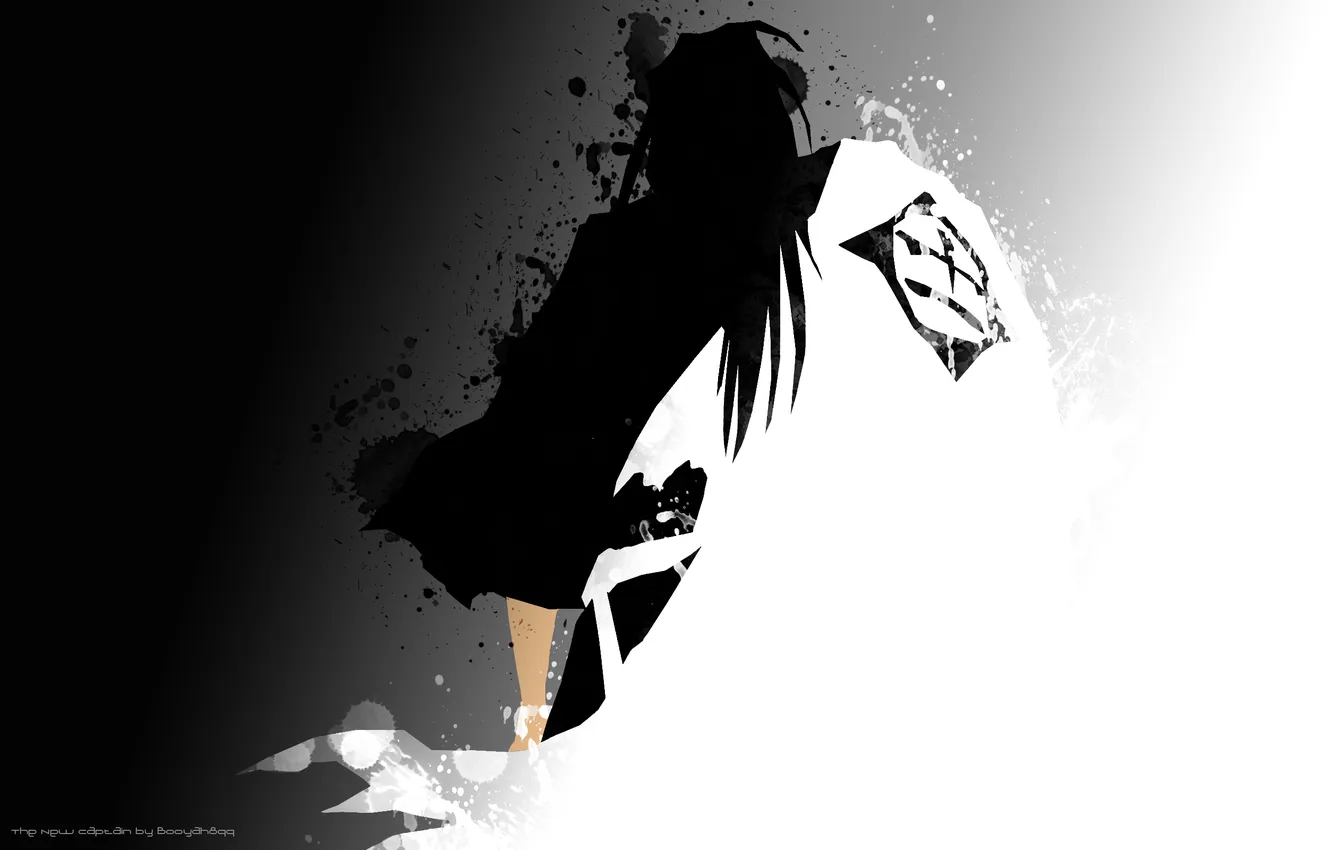 Photo wallpaper white, black, captain, guy, cloak, Bleach, Bleach, Kenpachi
