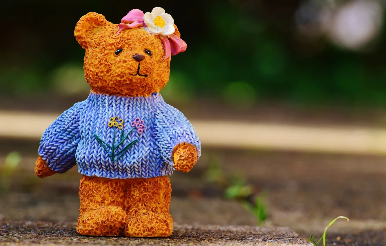 Photo wallpaper toy, bear, bear, plush, knitted