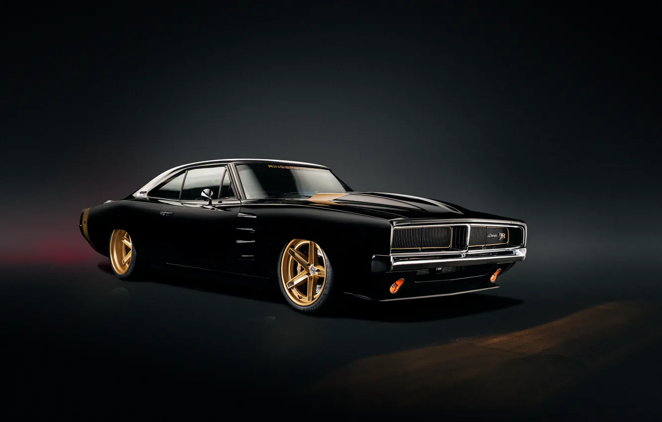 Photo wallpaper 1969, Dodge, black, Front, Dodge Charger, SEMA, Ringbrothers, 2023