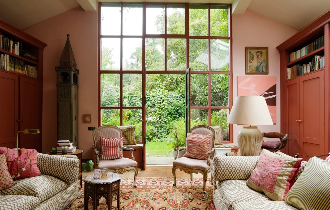Photo wallpaper design, style, room, interior, library, living room