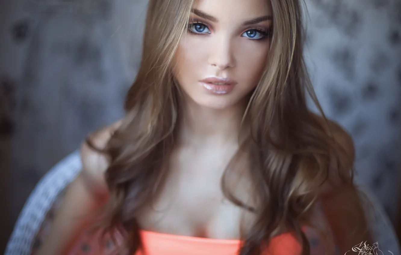 Photo wallpaper look, tenderness, lips, beauty, blue eyes, photographer, face, Ksenia Paterna