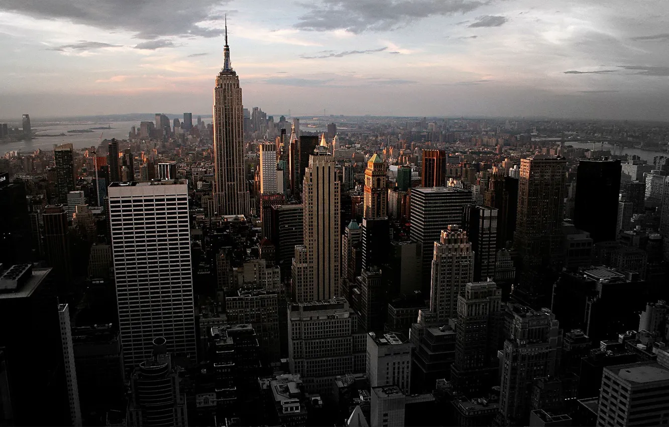 Photo wallpaper Manhattan, New York City, dawn, skyscrapers