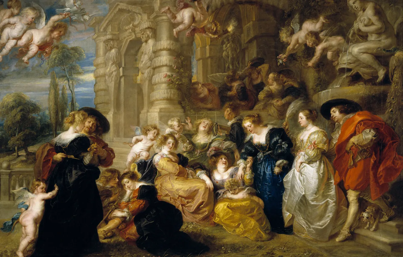 Photo wallpaper people, picture, genre, Peter Paul Rubens, Pieter Paul Rubens, The Garden Of Love