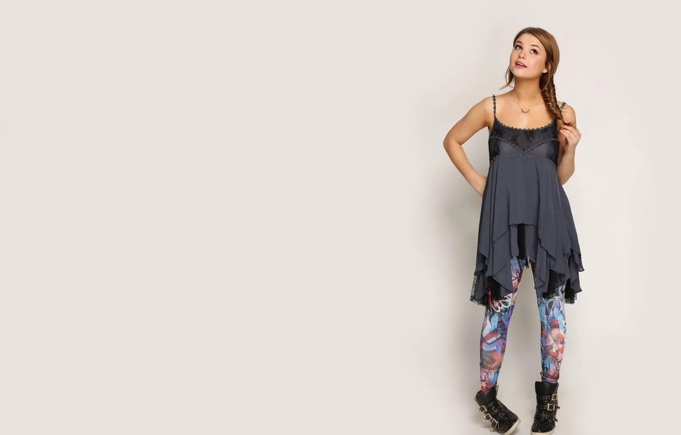 Photo wallpaper girl, smile, background, sweetheart, actress, braids, singer, brown hair