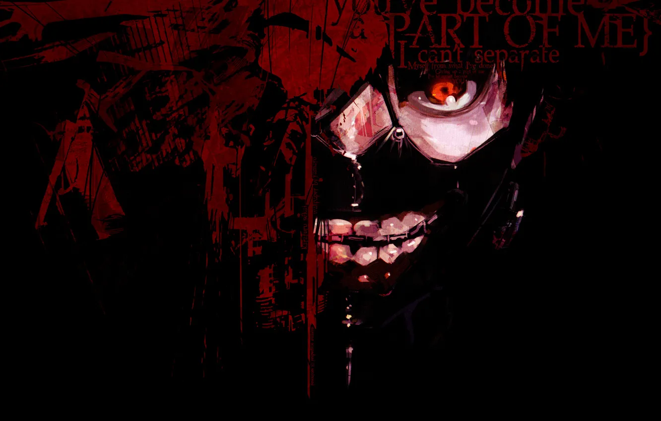 Photo wallpaper mask, red eye, Tokyo Ghoul, Ken Kanek, Tokyo Ghoul, The Kaneko Ken