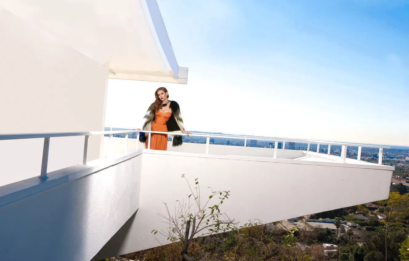 Photo wallpaper landscape, the city, height, necklace, makeup, dress, actress, hairstyle