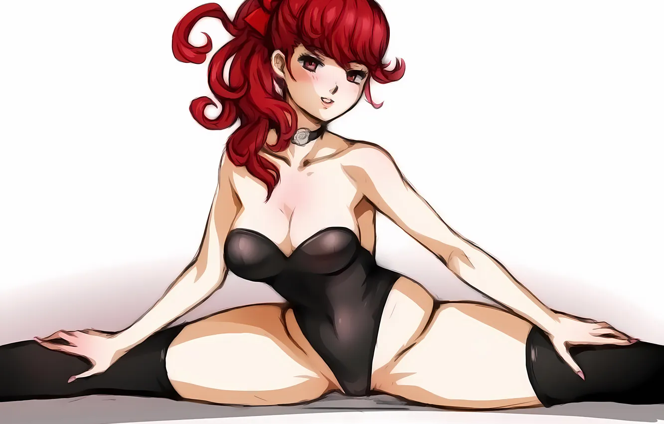 Photo wallpaper girl, sexy, cleavage, thighhighs, long hair, legs, boobs, anime