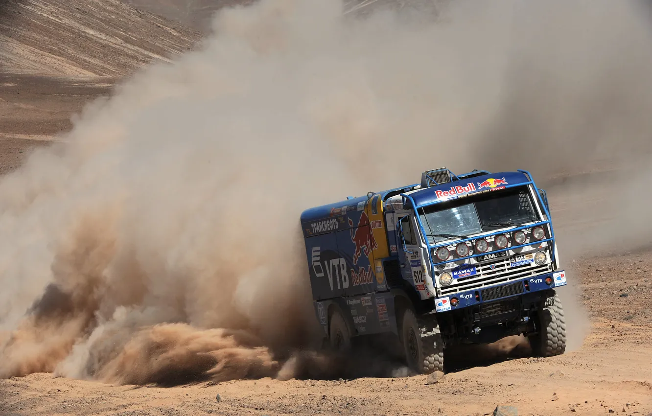 Photo wallpaper sand, desert, Red Bull, Kamaz, Dakar