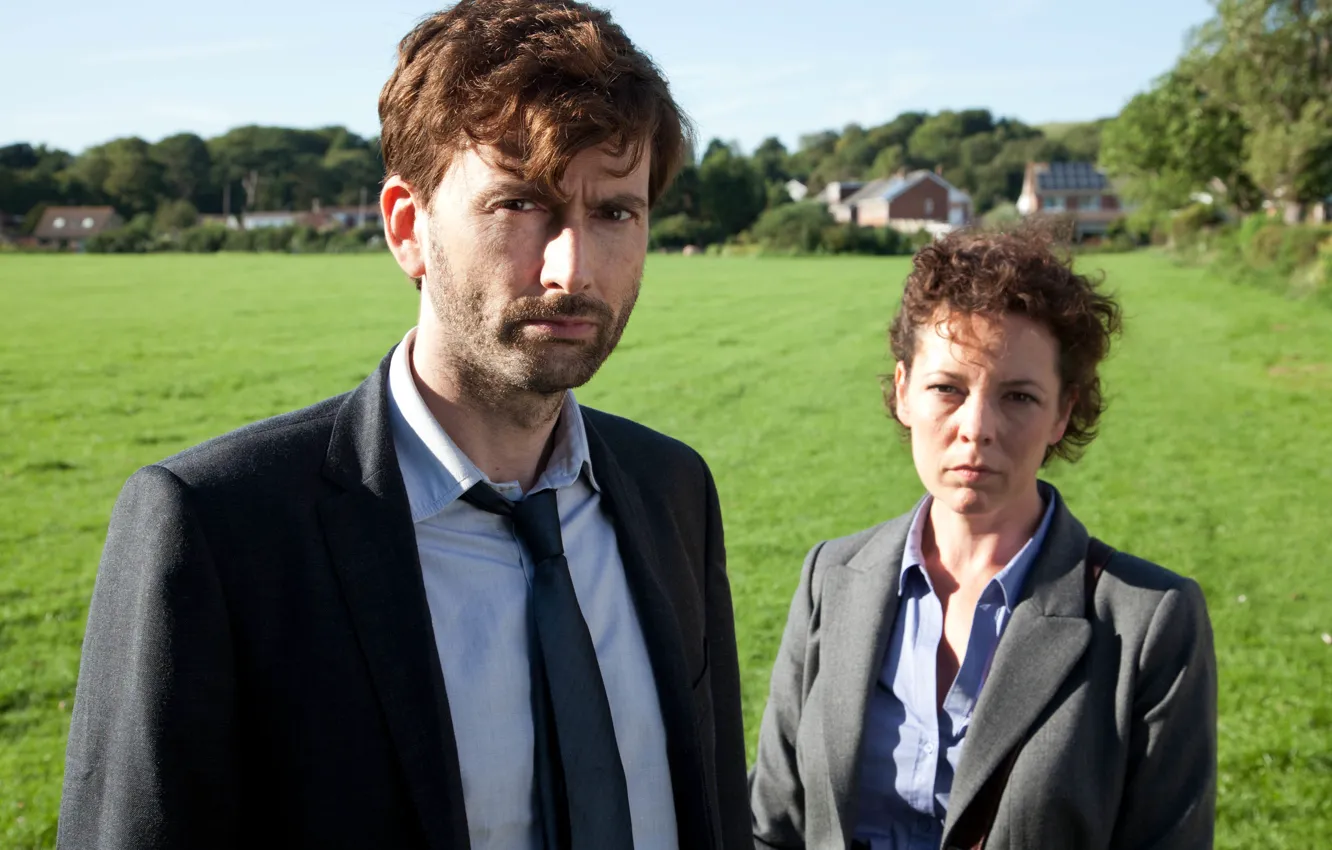 Photo wallpaper the series, drama, crime, David Tennant, Murder on the beach, Broadchurch, Olivia Colman