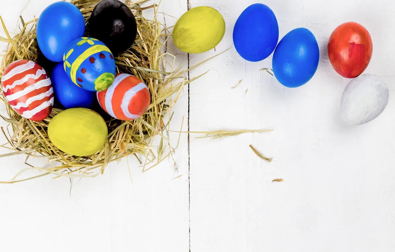 Photo wallpaper holiday, eggs, Easter, socket, straw, Easter, eggs