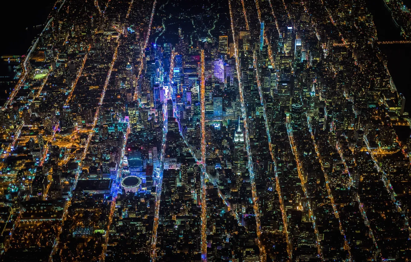 Photo wallpaper lights, USA, United States, night, New York, Manhattan, NYC, New York City