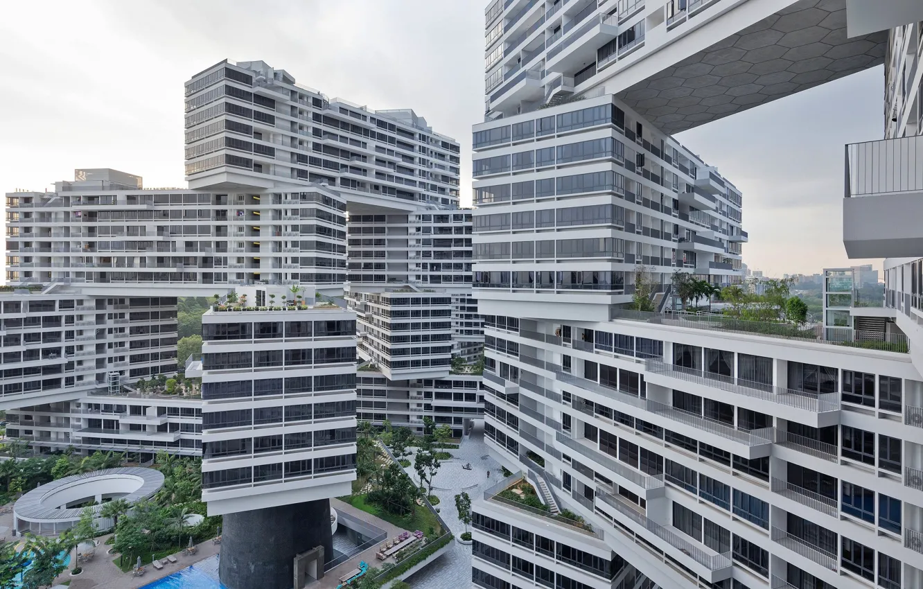 Photo wallpaper singapore, building, the interlace