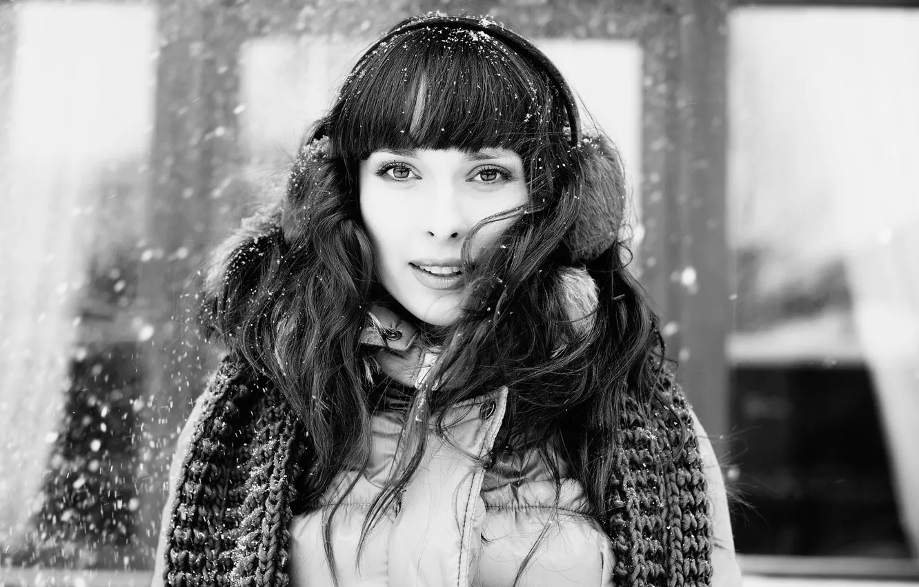 Photo wallpaper snow, sponge, teeth, b-b, Winter portrait