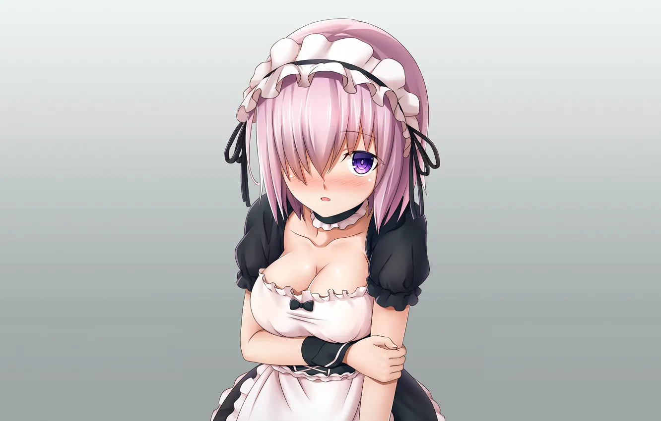 Photo wallpaper girl, sexy, cleavage, pink hair, dress, boobs, anime, beautiful