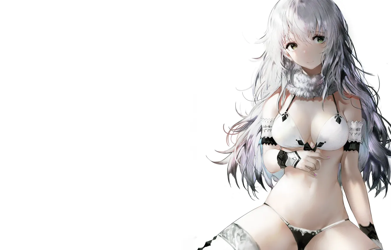 Photo wallpaper girl, sexy, cleavage, thighhighs, long hair, boobs, anime, beautiful