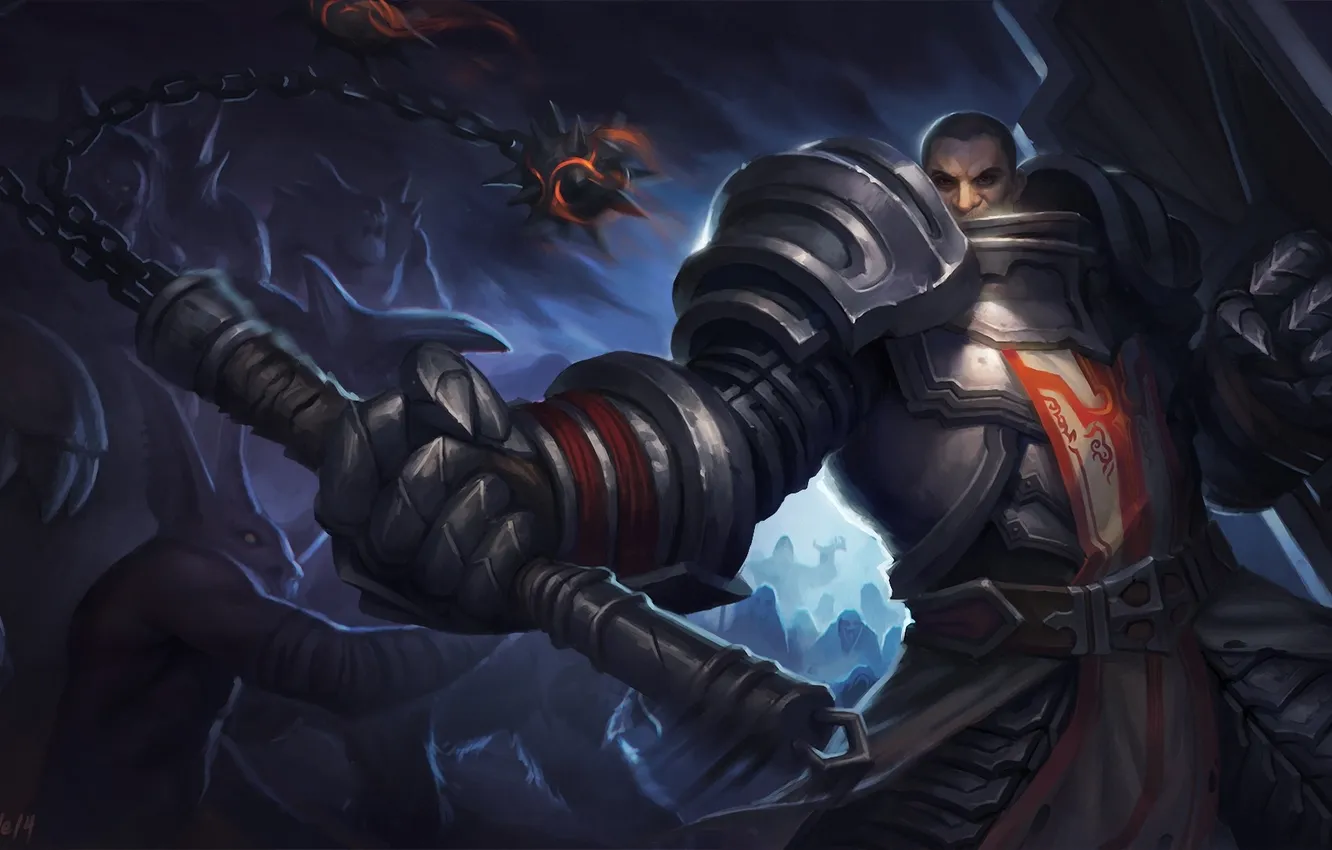 Photo wallpaper weapons, art, male, armor, undead, Diablo III, Reaper of Souls, Crusader