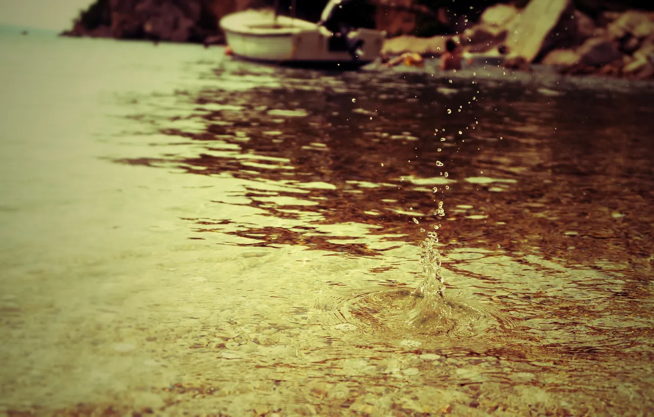 Photo wallpaper water, drops, squirt, droplets