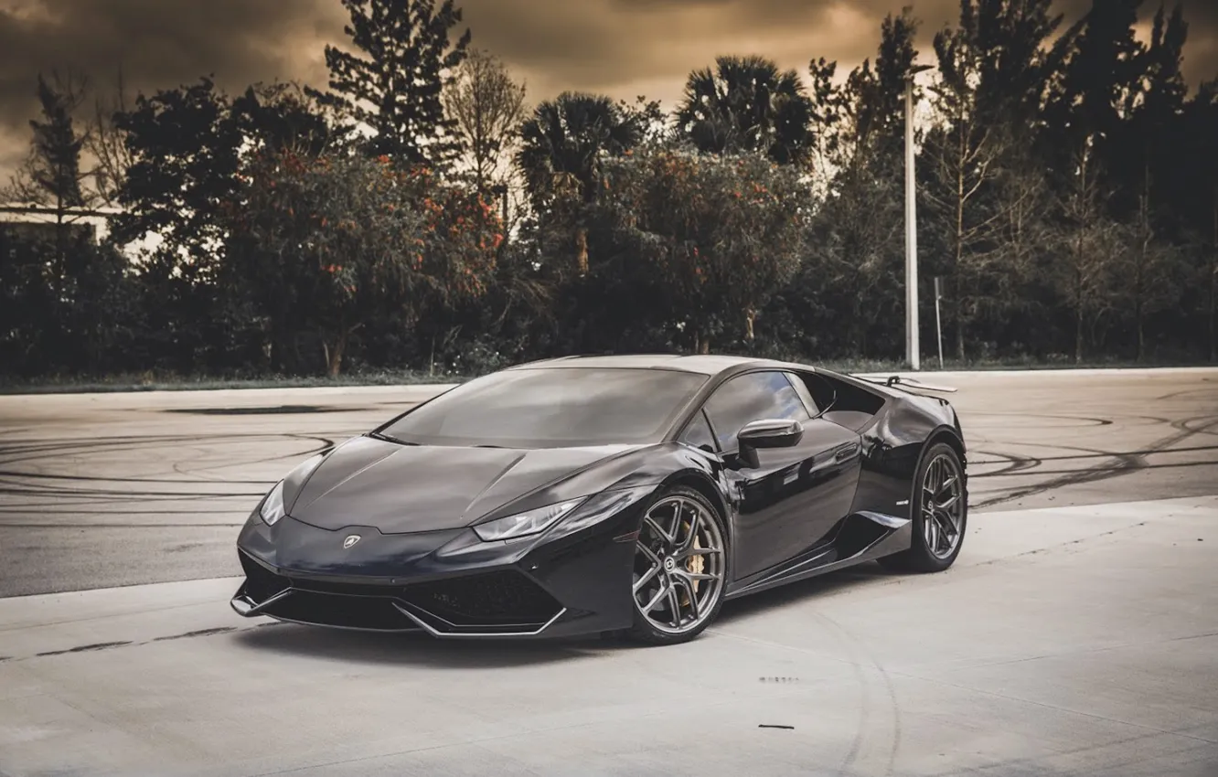 Photo wallpaper Lamborghini, Black, Huracan