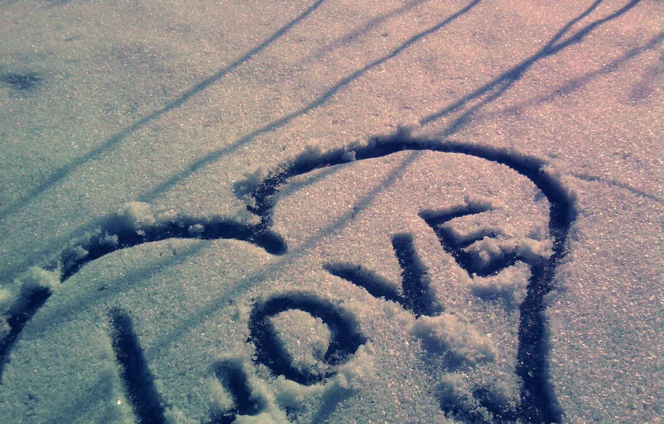 Photo wallpaper snow, heart, Love